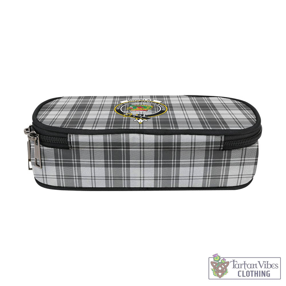 Tartan Vibes Clothing Douglas Grey Modern Tartan Pen and Pencil Case with Family Crest