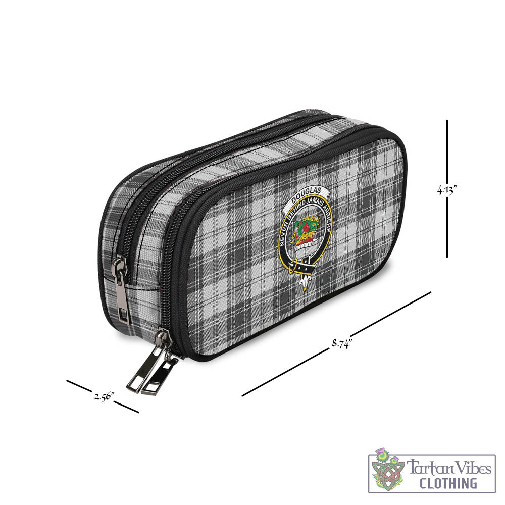 Tartan Vibes Clothing Douglas Grey Modern Tartan Pen and Pencil Case with Family Crest