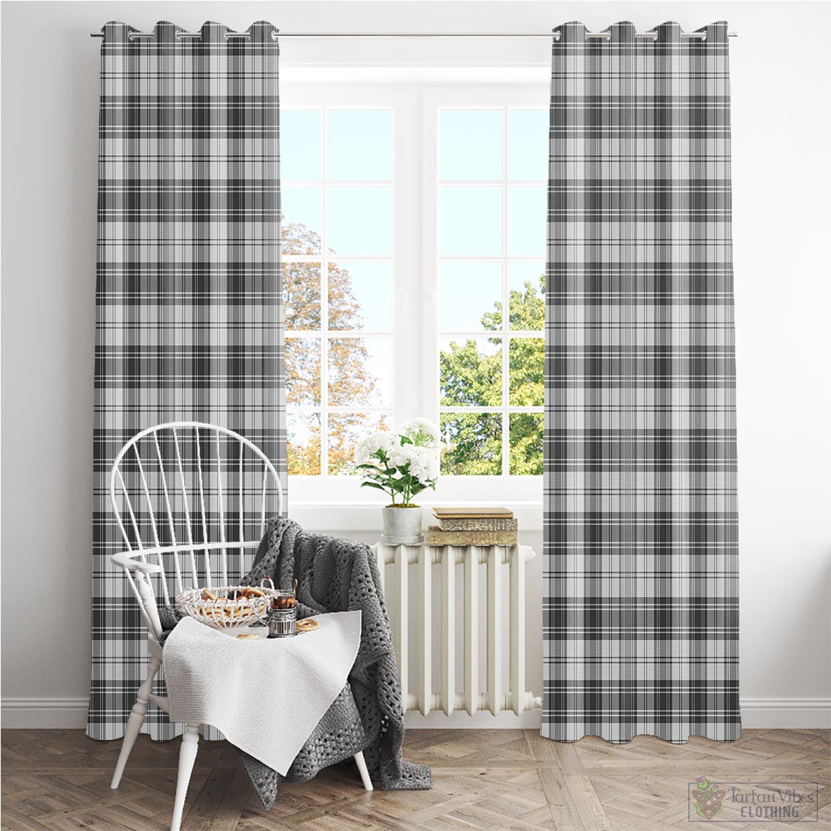 Douglas Grey Modern Tartan Window Curtain