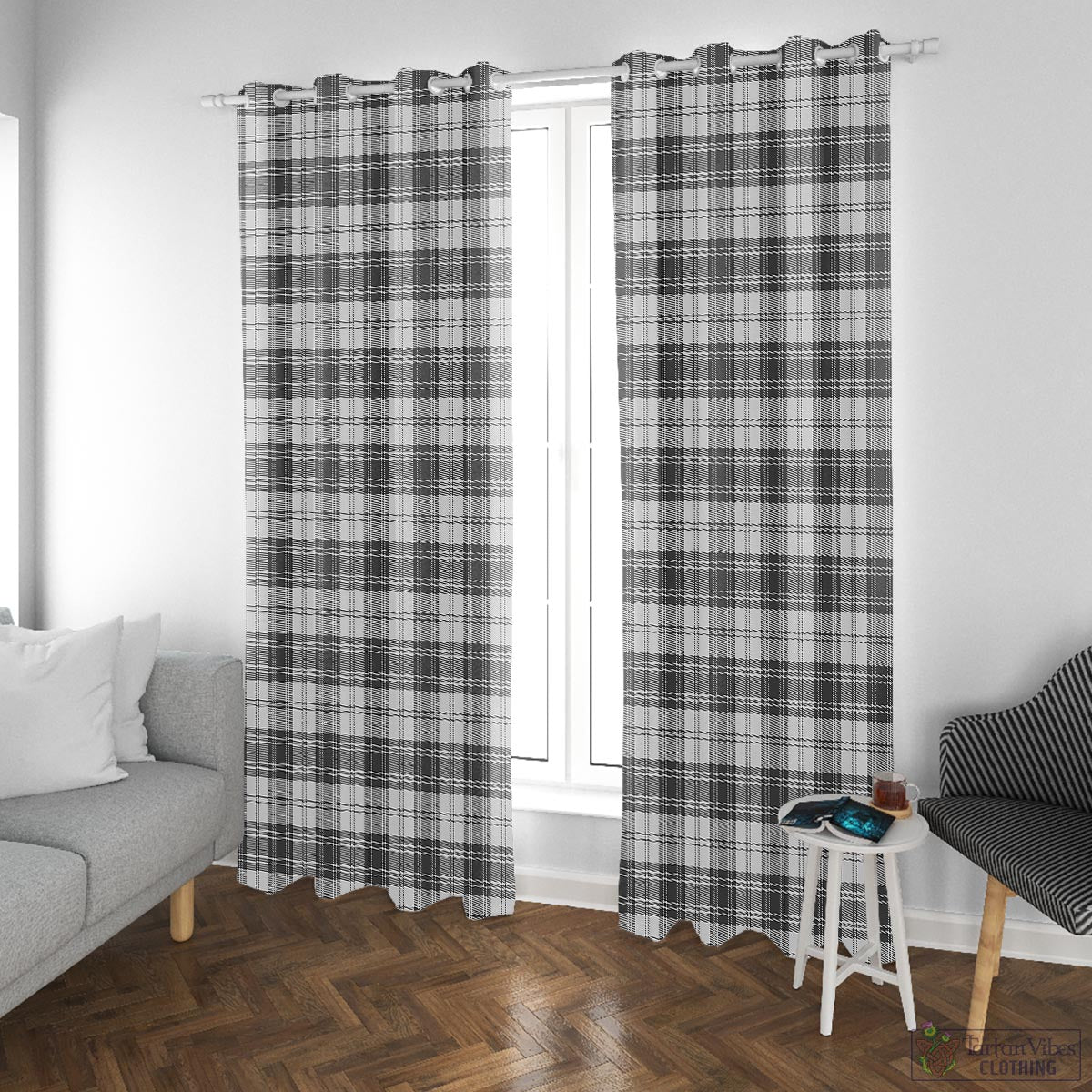 Douglas Grey Modern Tartan Window Curtain