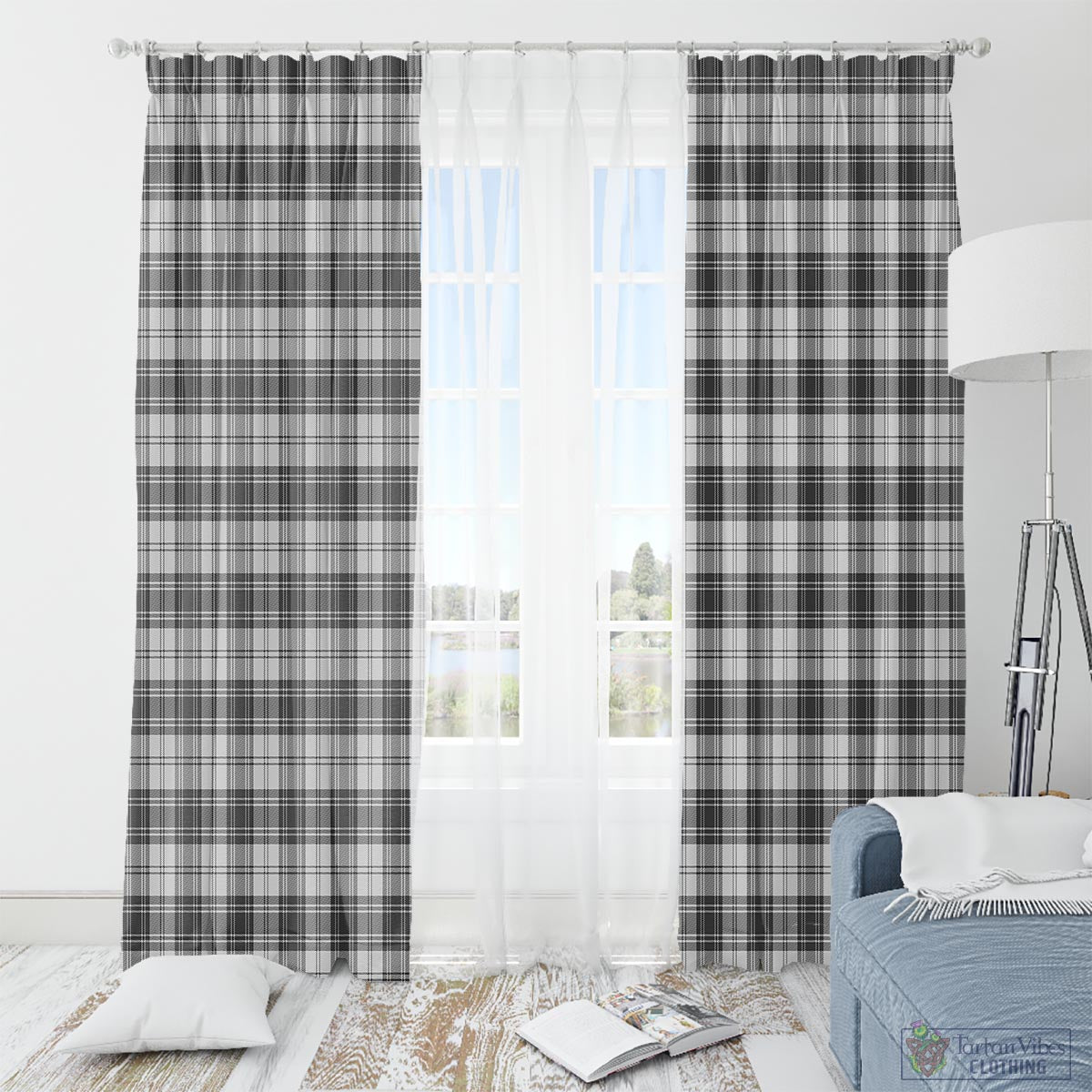 Douglas Grey Modern Tartan Window Curtain