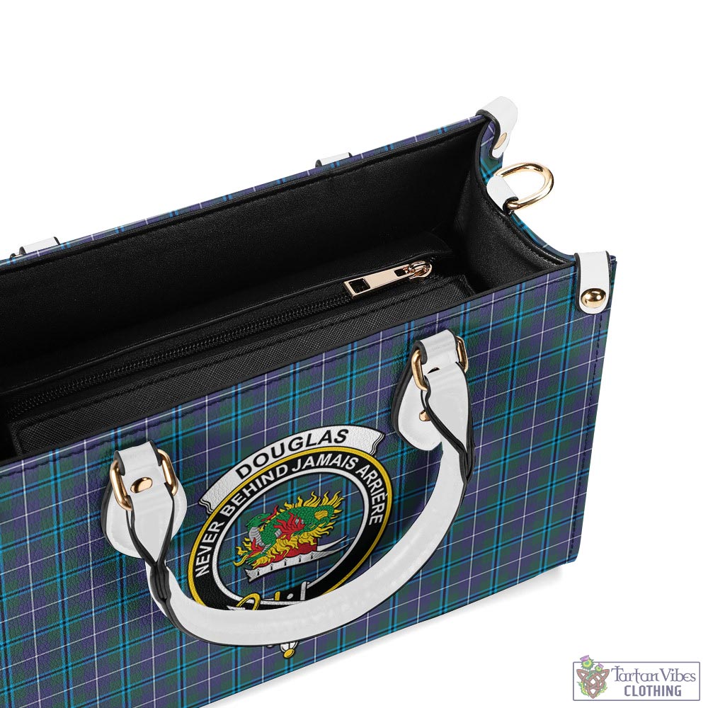 Tartan Vibes Clothing Douglas Modern Tartan Luxury Leather Handbags with Family Crest