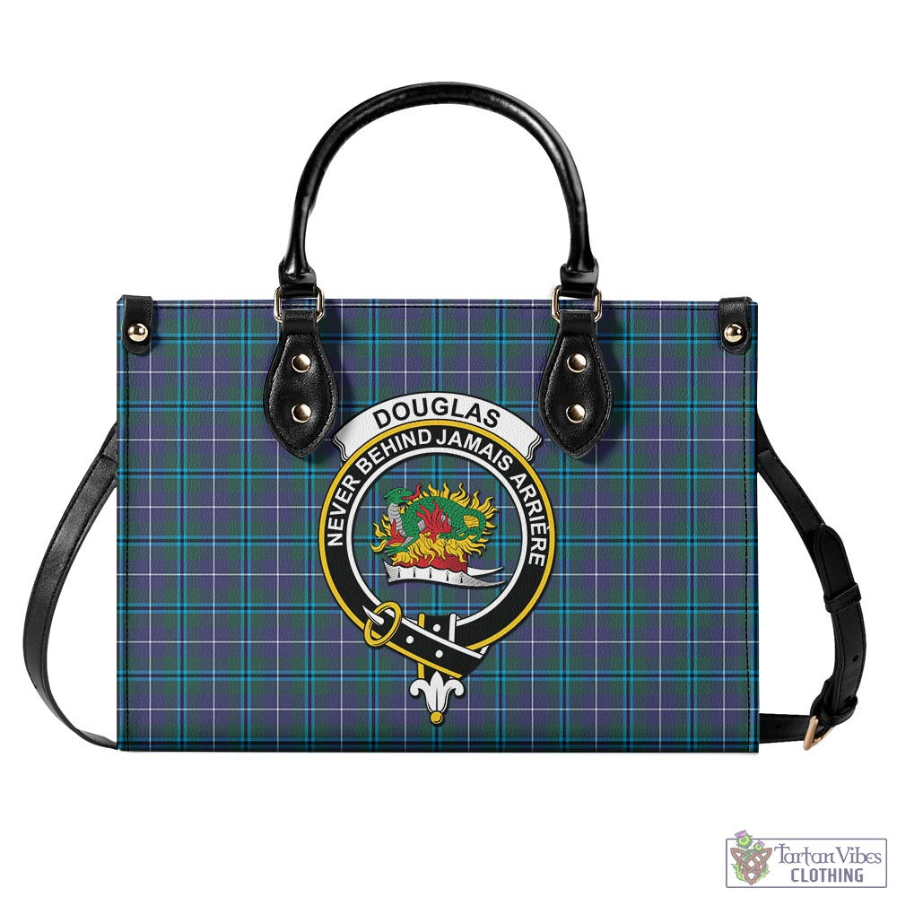 Tartan Vibes Clothing Douglas Modern Tartan Luxury Leather Handbags with Family Crest