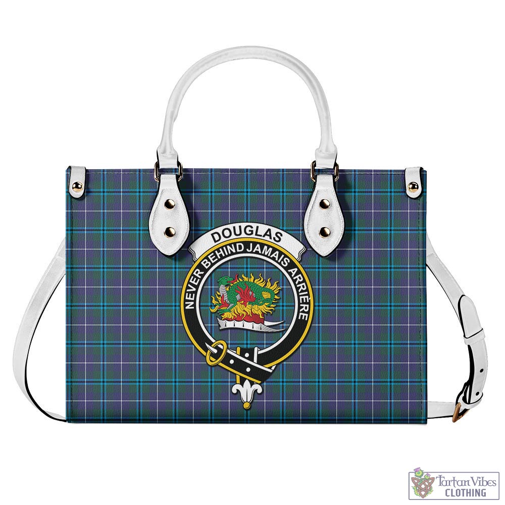 Tartan Vibes Clothing Douglas Modern Tartan Luxury Leather Handbags with Family Crest