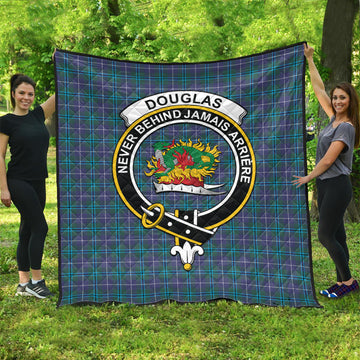 Douglas Modern Tartan Quilt with Family Crest