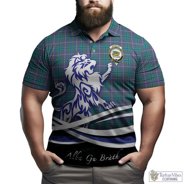 Douglas Modern Tartan Polo Shirt with Alba Gu Brath Regal Lion Emblem