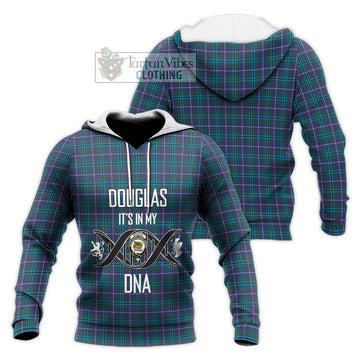 Douglas Modern Tartan Knitted Hoodie with Family Crest DNA In Me Style