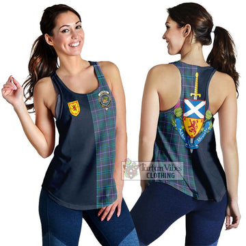 Douglas Modern Tartan Women's Racerback Tanks Alba with Scottish Lion Royal Arm Half Style