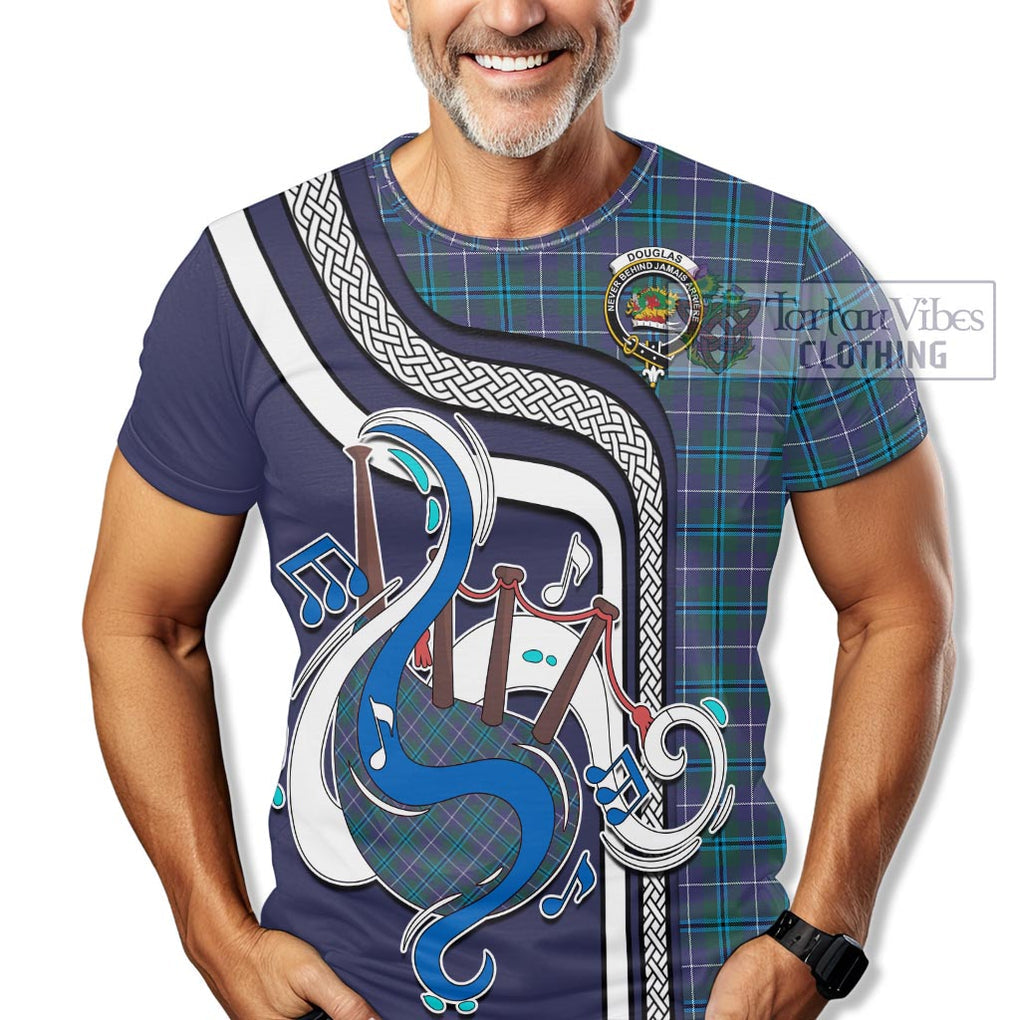 Douglas Modern Tartan T-Shirt with Epic Bagpipe Style Kid's Shirt - Tartanvibesclothing Shop