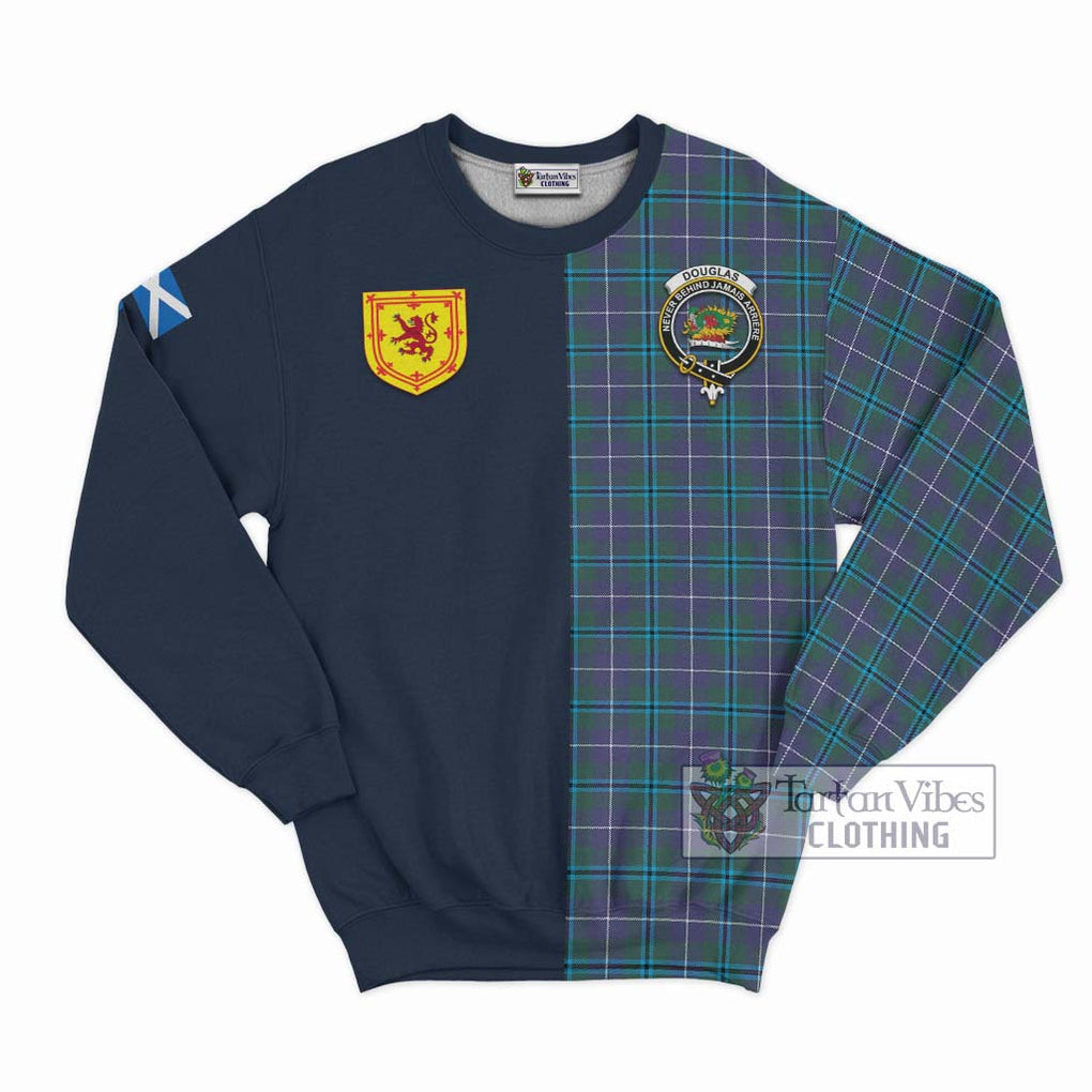 Tartan Vibes Clothing Douglas Modern Tartan Sweatshirt with Scottish Lion Royal Arm Half Style