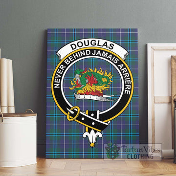 Douglas Modern Tartan Canvas Print Wall Art with Family Crest