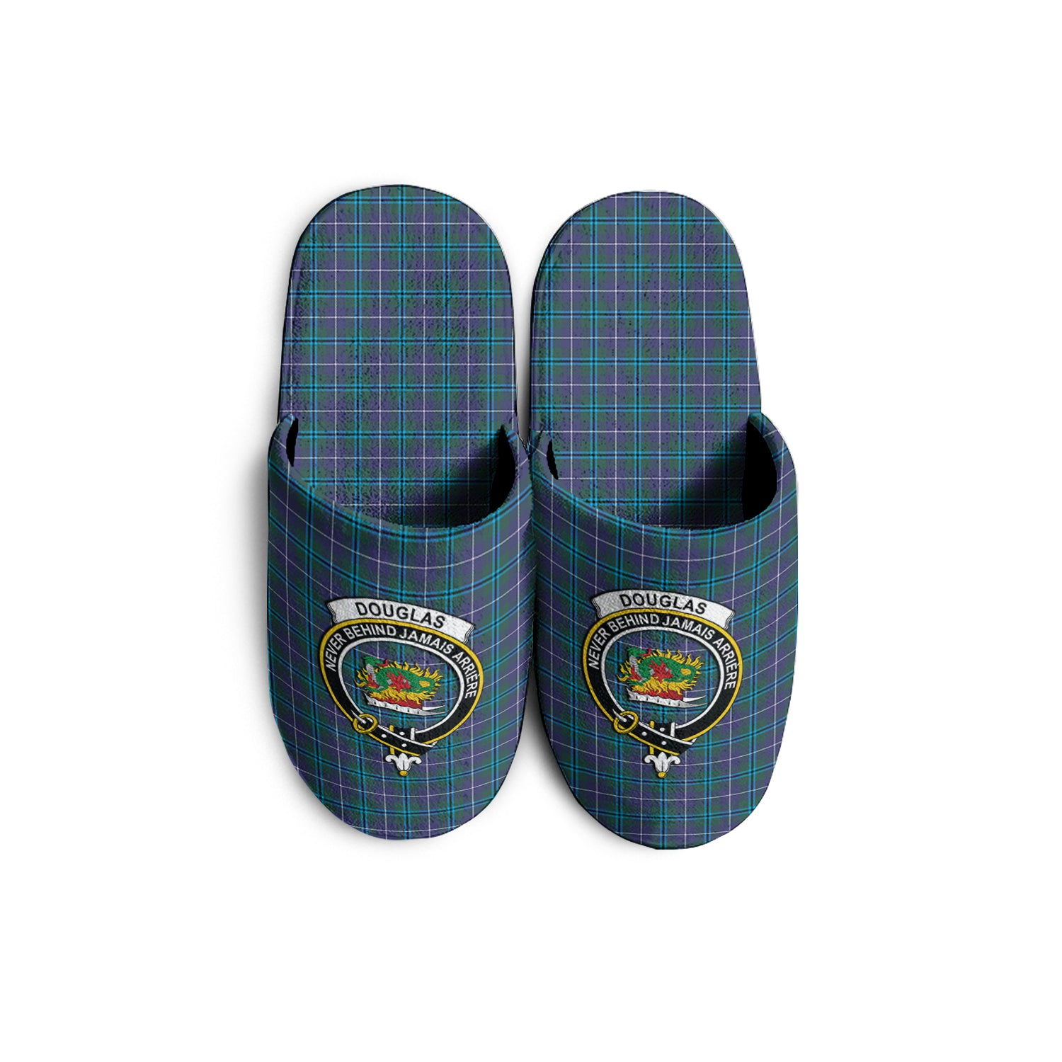 Douglas Modern Tartan Home Slippers with Family Crest - Tartanvibesclothing