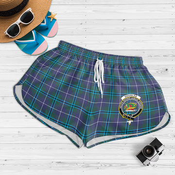 Douglas Modern Tartan Womens Shorts with Family Crest