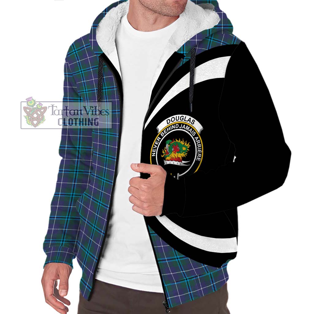 Douglas Modern Tartan Sherpa Hoodie with Family Crest Circle Style Unisex S - Tartan Vibes Clothing