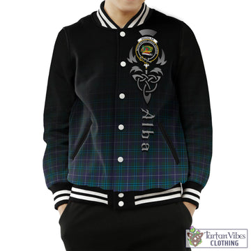 Douglas Modern Tartan Baseball Jacket Featuring Alba Gu Brath Family Crest Celtic Inspired