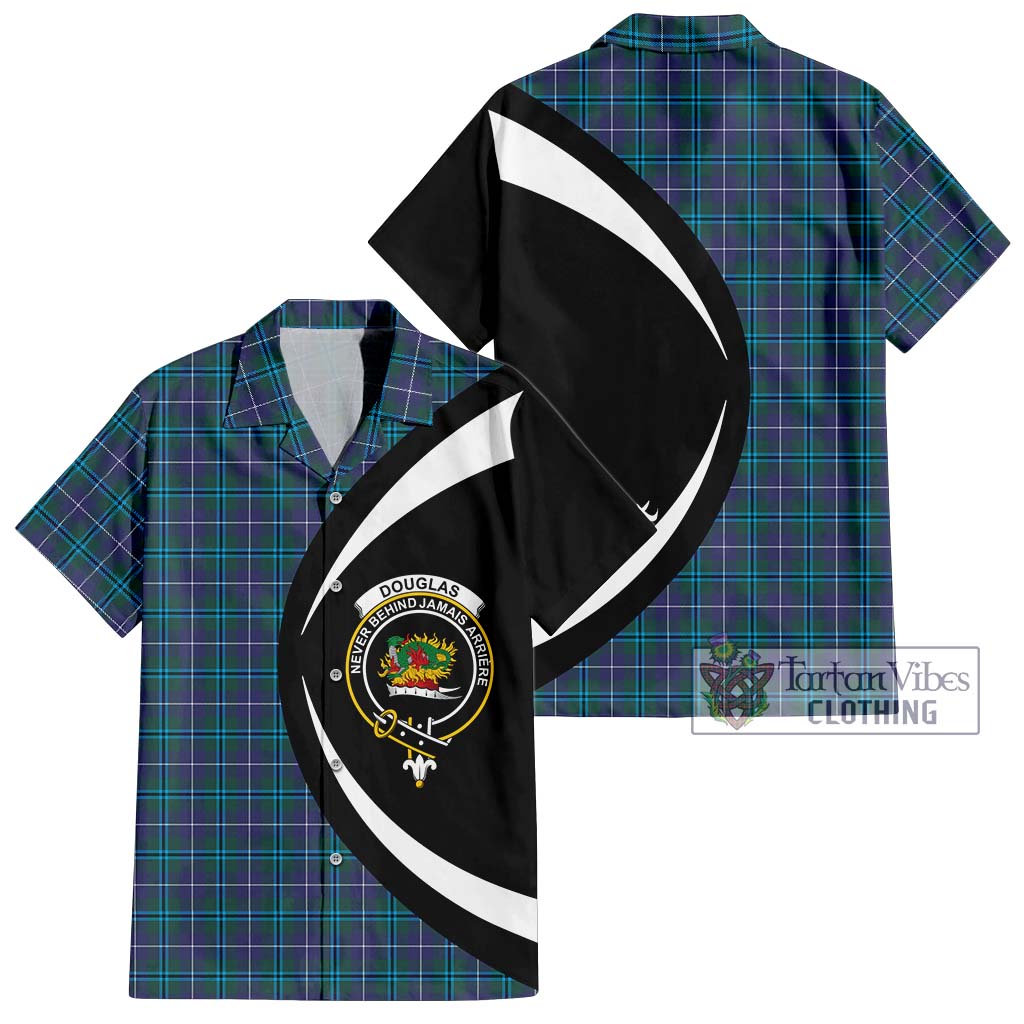 Douglas Modern Tartan Short Sleeve Button Up with Family Crest Circle Style Kid - Tartan Vibes Clothing