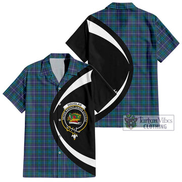 Douglas Modern Tartan Short Sleeve Button Up with Family Crest Circle Style