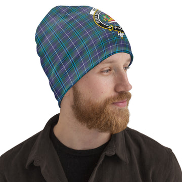 Douglas Modern Tartan Beanies Hat with Family Crest