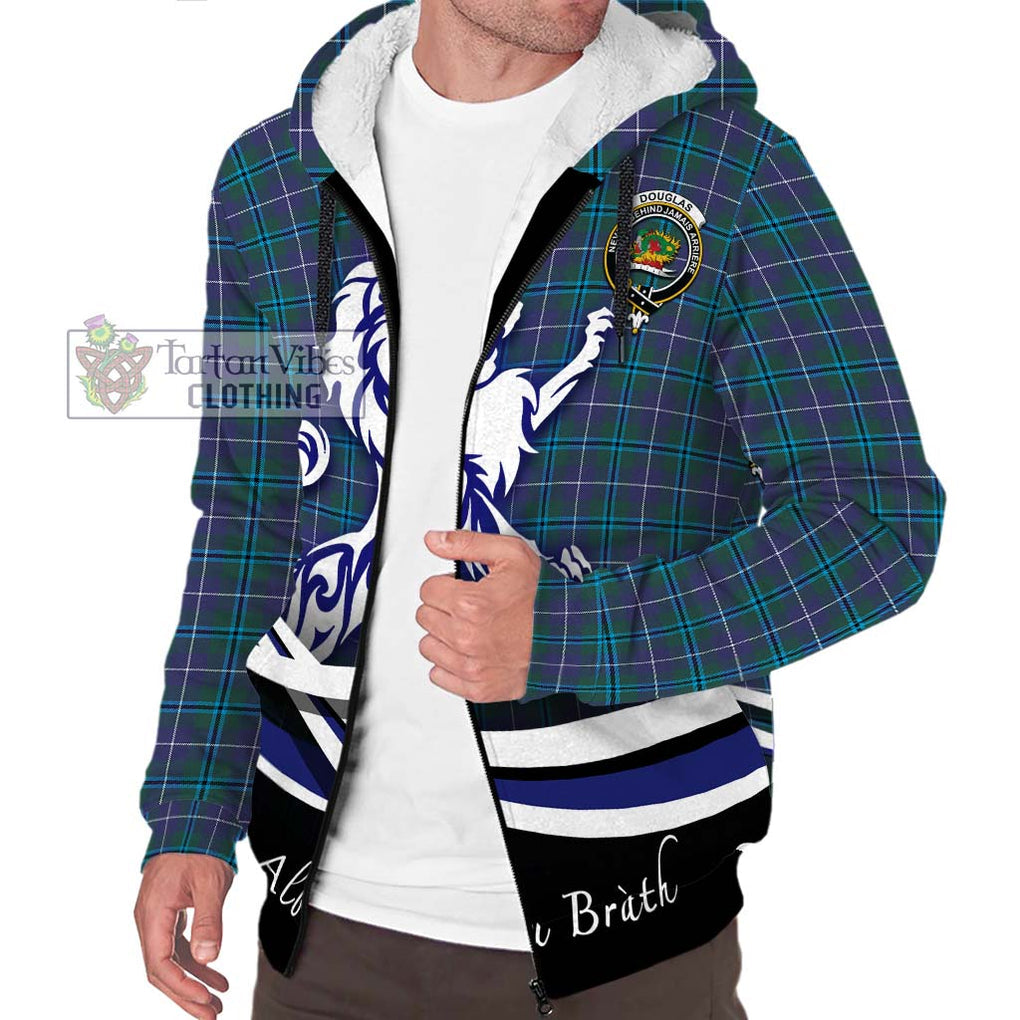 Douglas Modern Tartan Sherpa Hoodie with Alba Gu Brath Regal Lion Emblem Unisex S - Tartanvibesclothing Shop