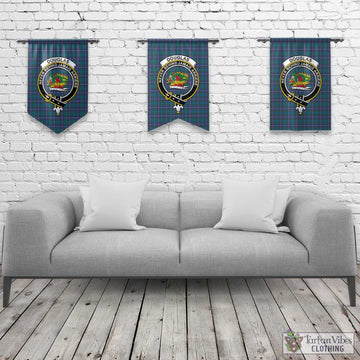 Douglas Modern Tartan Gonfalon, Tartan Banner with Family Crest