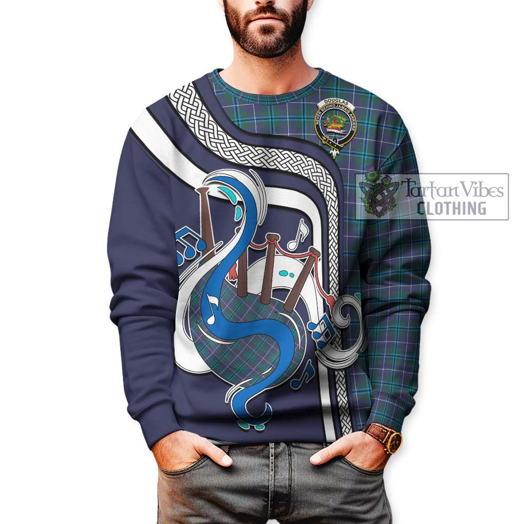 Douglas Modern Tartan Sweatshirt with Epic Bagpipe Style Unisex - Tartanvibesclothing Shop