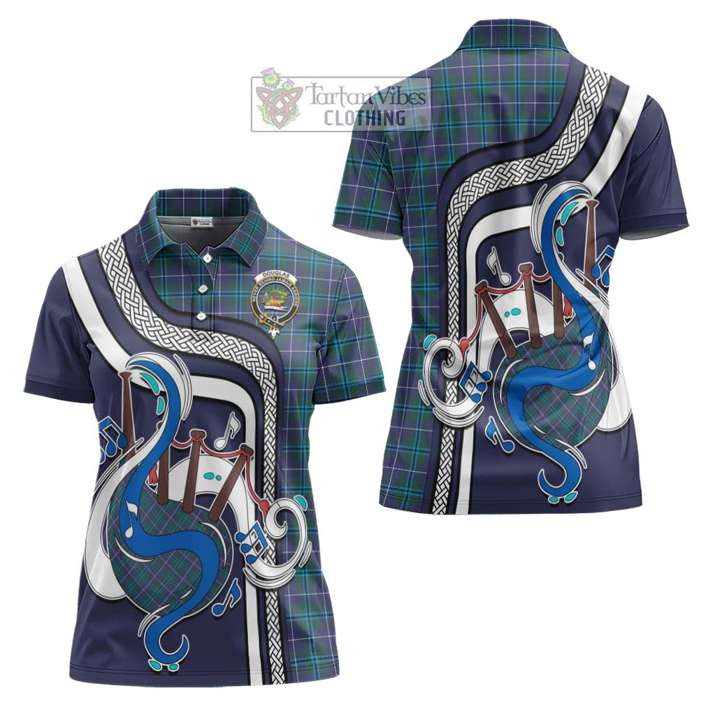 Douglas Modern Tartan Women's Polo Shirt with Epic Bagpipe Style Women - Tartanvibesclothing Shop