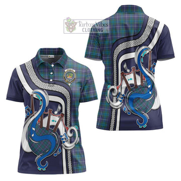 Douglas Modern Tartan Women's Polo Shirt with Epic Bagpipe Style