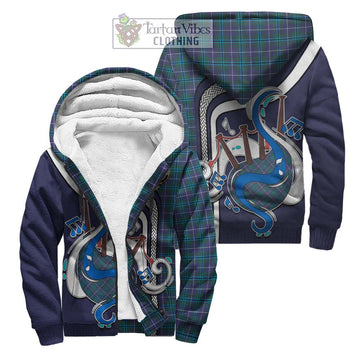 Douglas Modern Tartan Sherpa Hoodie with Epic Bagpipe Style