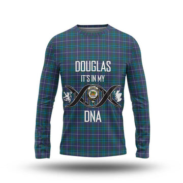 Douglas Modern Tartan Long Sleeve T-Shirt with Family Crest DNA In Me Style