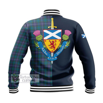 Douglas Modern Tartan Baseball Jacket Alba with Scottish Lion Royal Arm Half Style