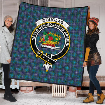 Douglas Modern Tartan Quilt with Family Crest