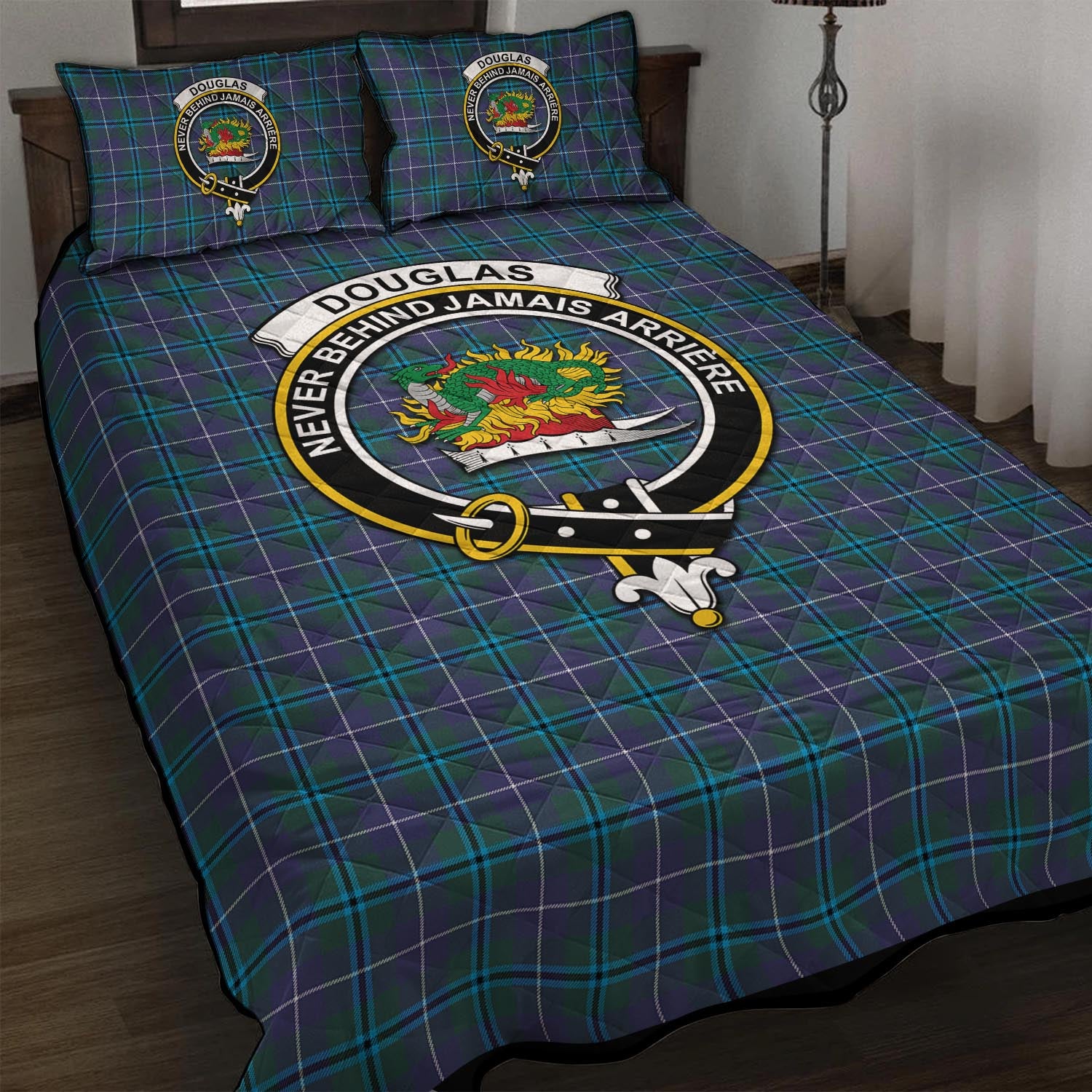 Douglas Modern Tartan Quilt Bed Set with Family Crest - Tartan Vibes Clothing