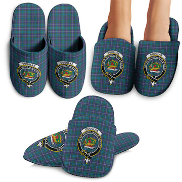 Douglas Modern Tartan Home Slippers with Family Crest