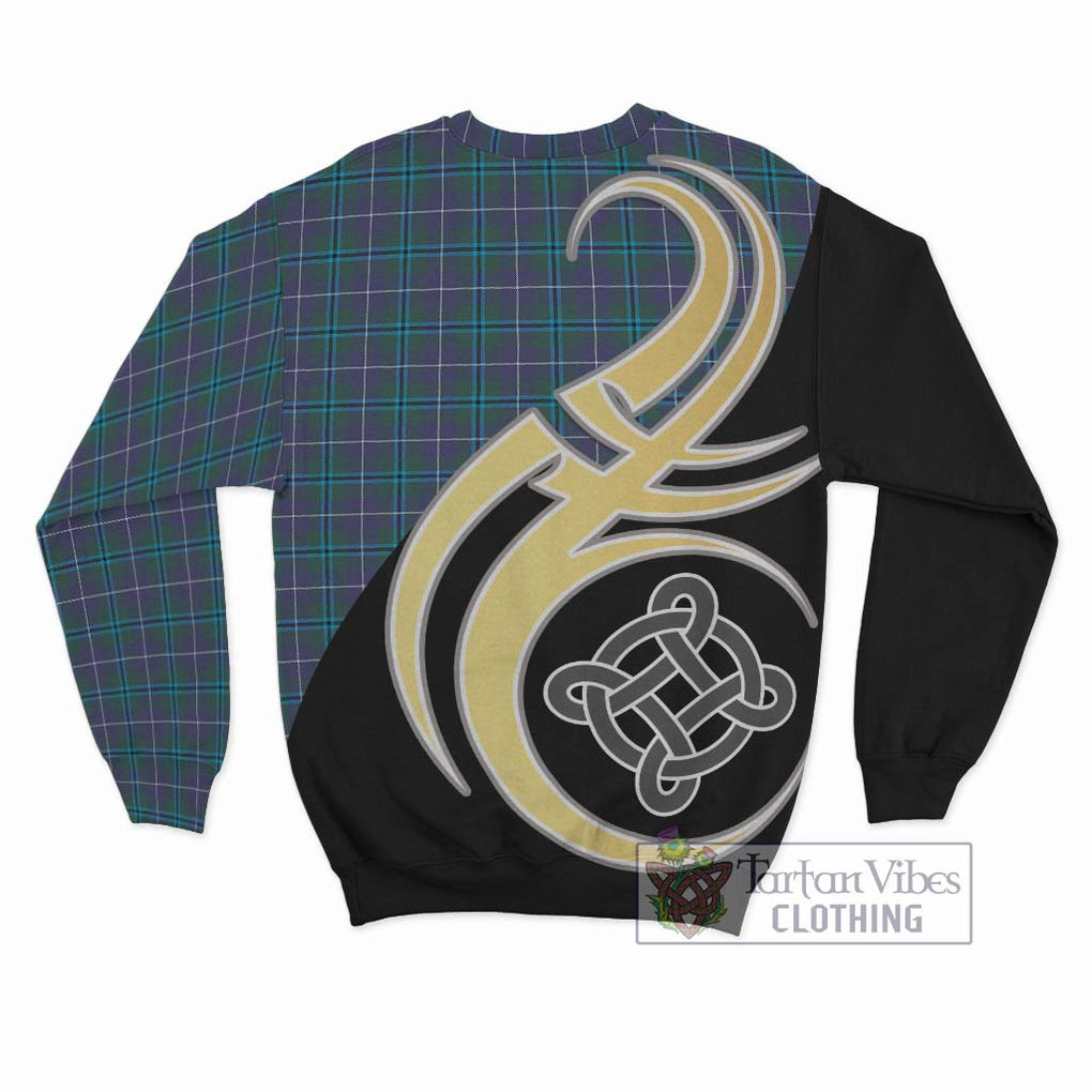 Douglas Modern Tartan Sweatshirt with Family Crest and Celtic Symbol Style - Tartan Vibes Clothing