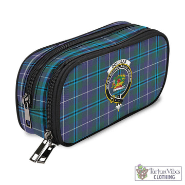 Douglas Modern Tartan Pen and Pencil Case with Family Crest