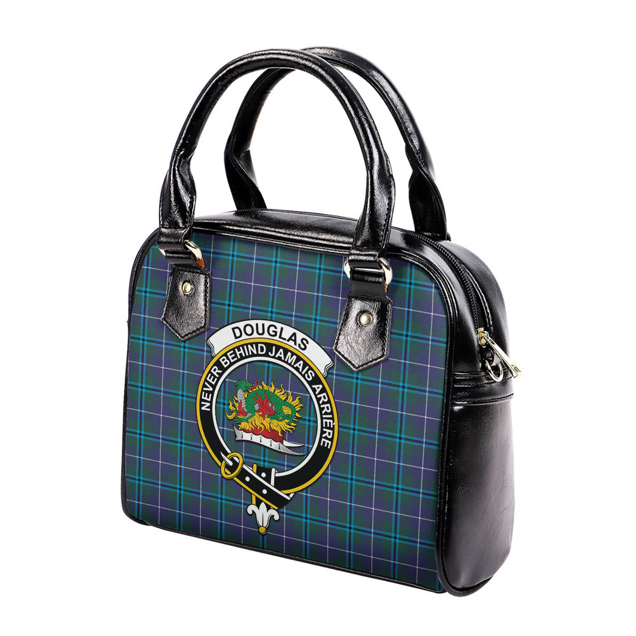 Douglas Modern Tartan Shoulder Handbags with Family Crest - Tartanvibesclothing