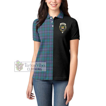 Douglas Modern Tartan Women's Polo Shirt with Family Crest and Half Of Me Style