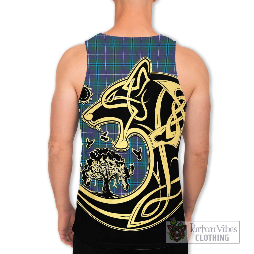 Douglas Modern Tartan Men's Tank Top with Family Crest Celtic Wolf Style - Tartan Vibes Clothing