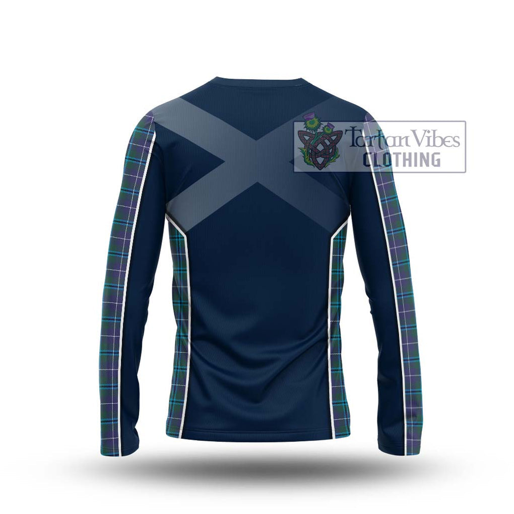 Douglas Modern Tartan Long Sleeve T-Shirt with Family Crest and Lion Rampant Vibes Sport Style - Tartan Vibes Clothing