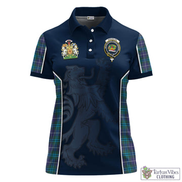 Douglas Modern Tartan Women's Polo Shirt with Family Crest and Lion Rampant Vibes Sport Style