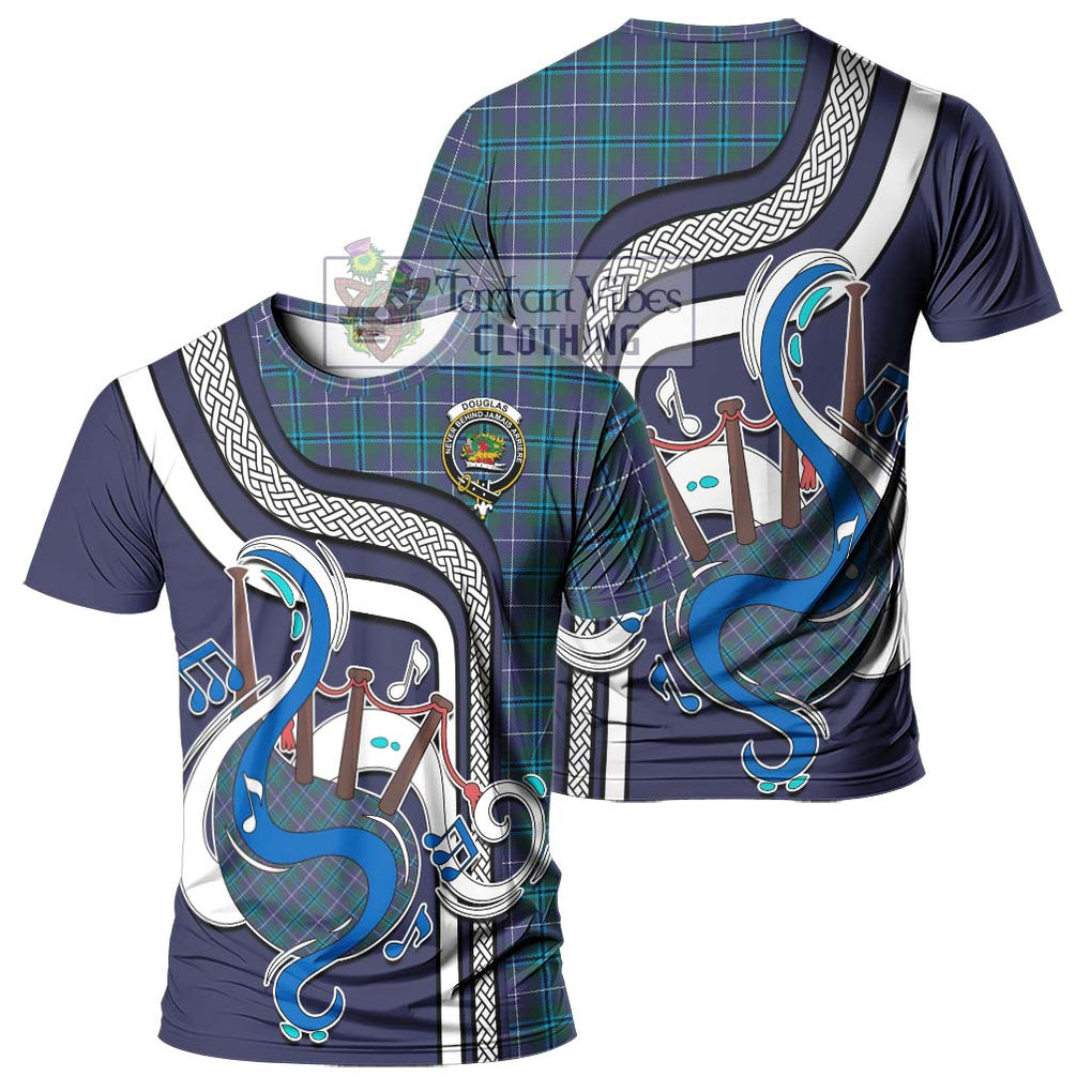 Douglas Modern Tartan T-Shirt with Epic Bagpipe Style - Tartanvibesclothing Shop