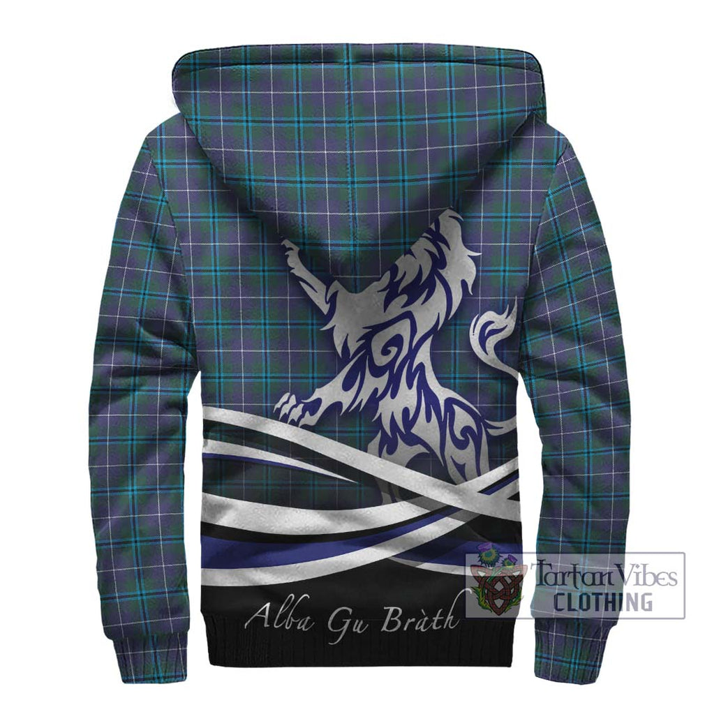 Douglas Modern Tartan Sherpa Hoodie with Alba Gu Brath Regal Lion Emblem - Tartanvibesclothing Shop