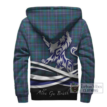 Douglas Modern Tartan Sherpa Hoodie with Alba Gu Brath Regal Lion Emblem