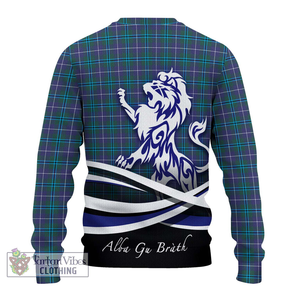 Douglas Modern Tartan Knitted Sweater with Alba Gu Brath Regal Lion Emblem - Tartanvibesclothing Shop