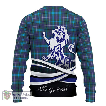 Douglas Modern Tartan Ugly Sweater with Alba Gu Brath Regal Lion Emblem