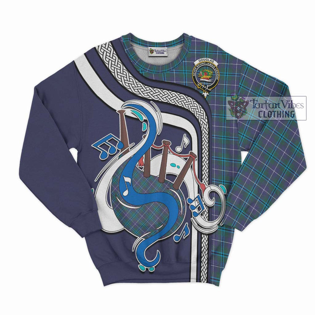 Douglas Modern Tartan Sweatshirt with Epic Bagpipe Style - Tartanvibesclothing Shop