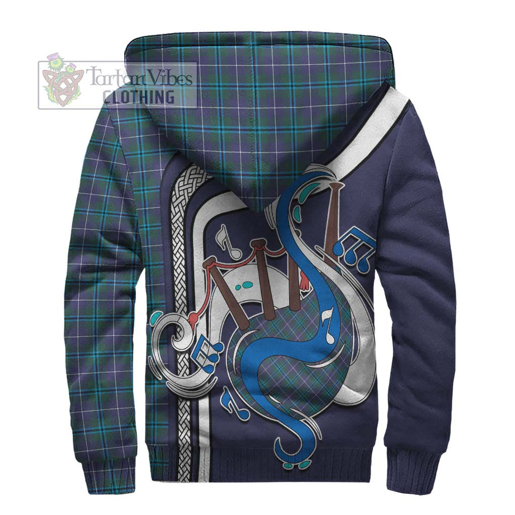 Douglas Modern Tartan Sherpa Hoodie with Epic Bagpipe Style - Tartanvibesclothing Shop