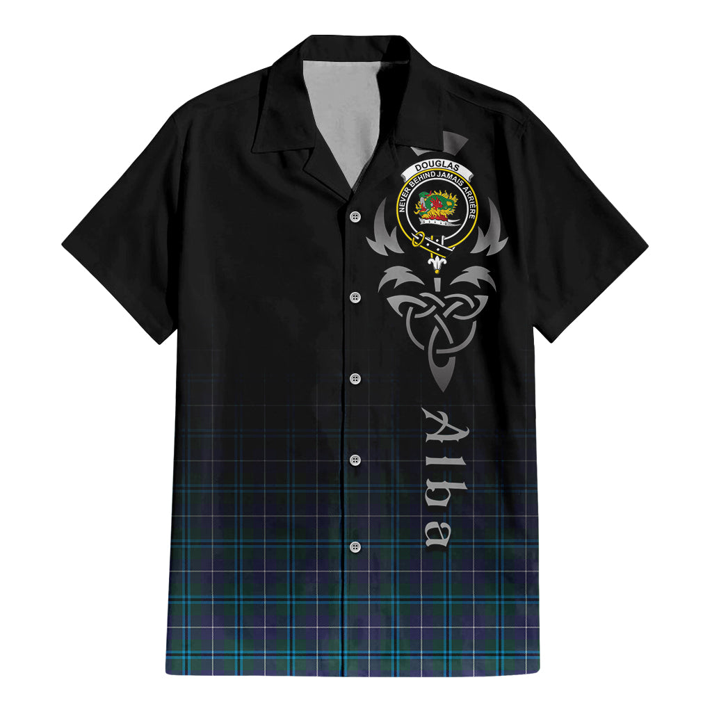 Tartan Vibes Clothing Douglas Modern Tartan Short Sleeve Button Up Featuring Alba Gu Brath Family Crest Celtic Inspired