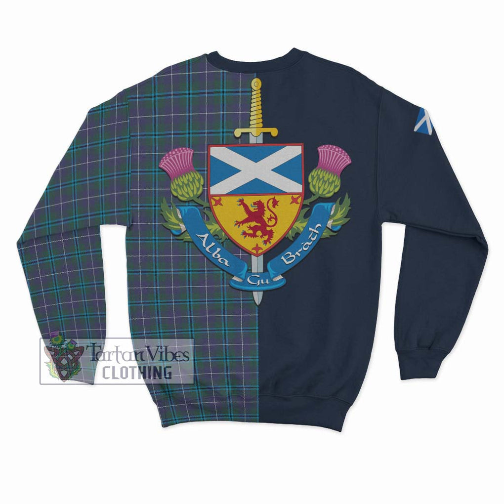 Tartan Vibes Clothing Douglas Modern Tartan Sweatshirt with Scottish Lion Royal Arm Half Style