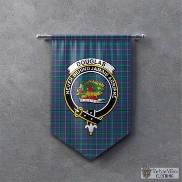 Douglas Modern Tartan Gonfalon, Tartan Banner with Family Crest